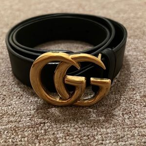 COPY - GG Marmont leather belt with shiny buckle